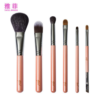comprar 062830 Estylish Copper Ferrule 6PCS Set de cepillos de maquillaje pequeño con estuche de almacenamiento Fabricación en línea