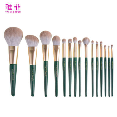 comprar 280A84915 Ferrule de oro 15 Pcs Set de pincel de maquillaje de mango de madera Set de pincel cosmético de etiqueta privada Fabricación en línea