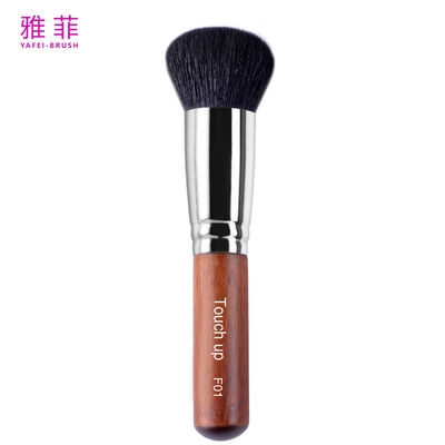comprar F01 Maquillaje de pelo de cabra suave de animales cepillos teñidos de negro cabeza redonda en polvo cepillo de color rojo Fabricación en línea