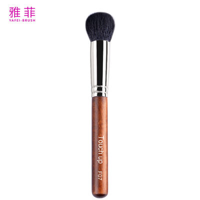 F07 Cepillos de maquillaje de pelo de animales densos y peludos negros con ferrules de cobre