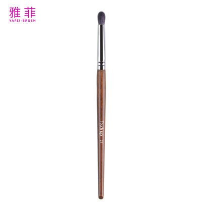 TOUCH UP 27 Logotipo personalizado de pelo de animal Ferrule de cobre mango de madera blending cepillo de sombra de ojos con mango duradero