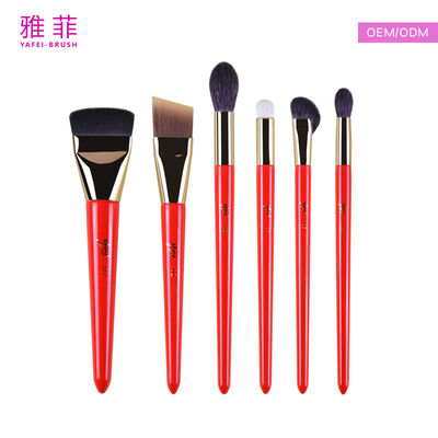 Cepillos de maquillaje de cabello de animales en forma de lengua media Clásico cepillo de mezcla de cabello de sable con tamaño de mango personalizado Opciones de peso y color